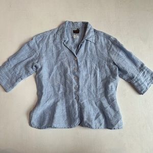 In The Wash Blue Linen Button Down Shirt